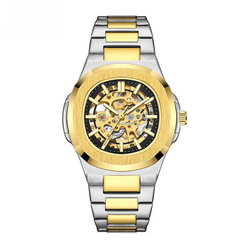 Double-sided hollowed-out luminous men's watch