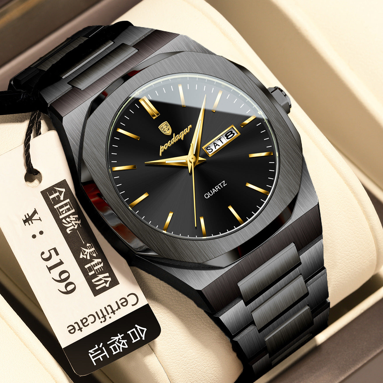 Luminous quartz waterproof watch