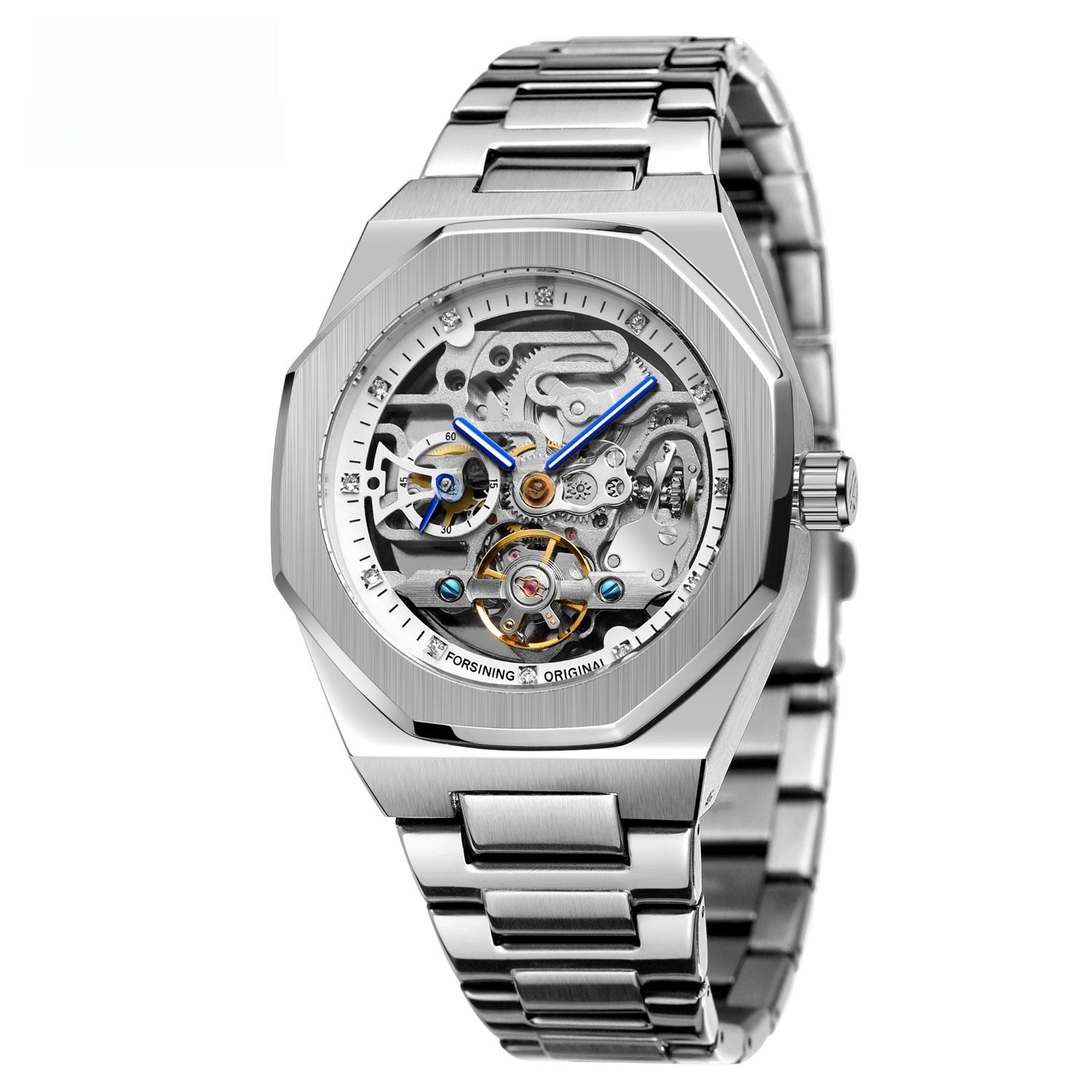 Men's fashionable skeletonized mechanical watch