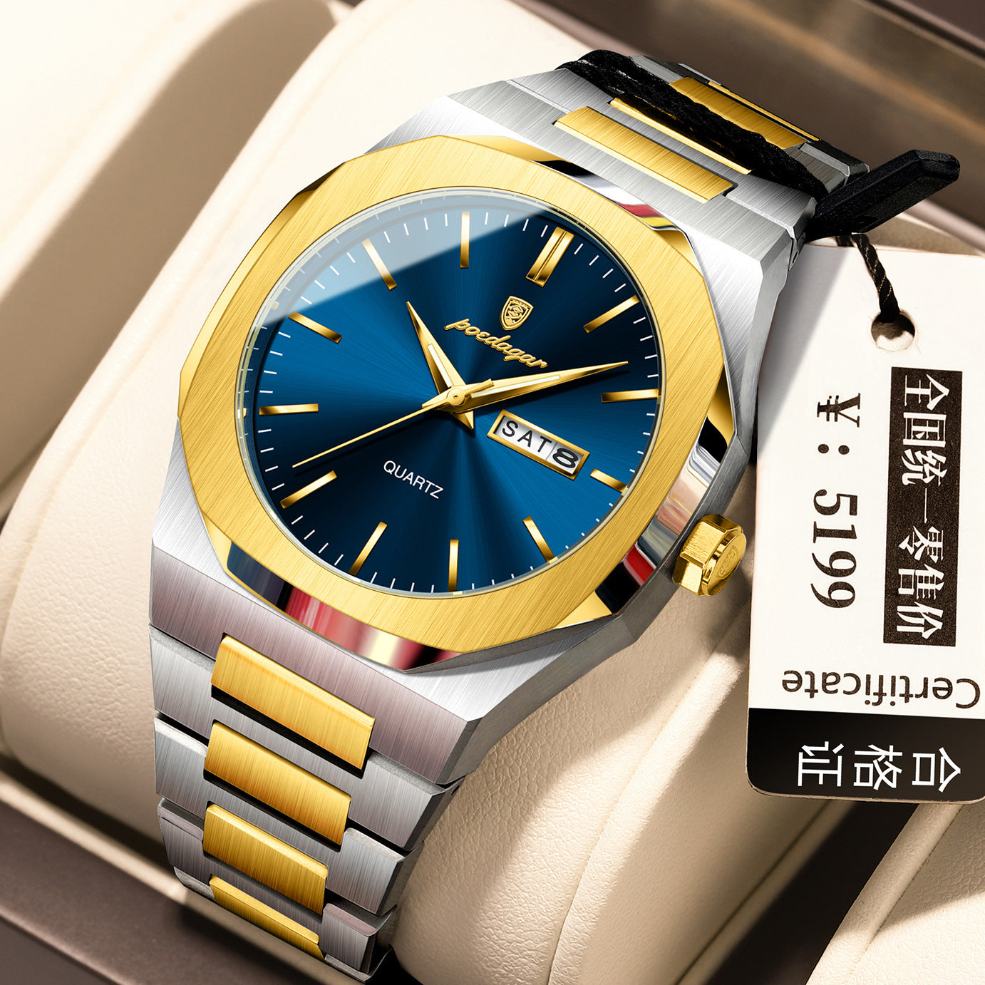 Luminous quartz waterproof watch