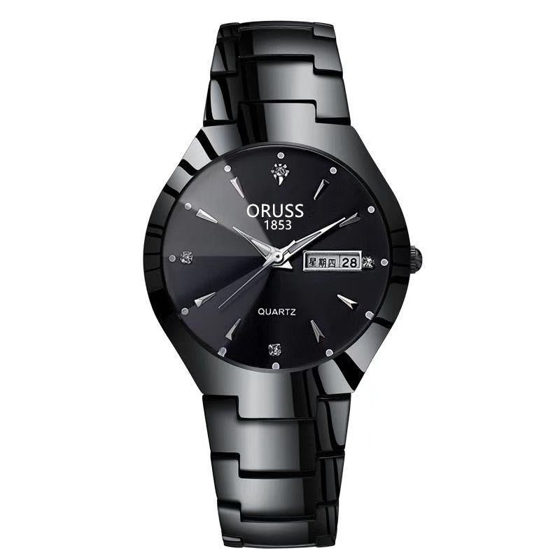 Men's luminous watch in tungsten steel color