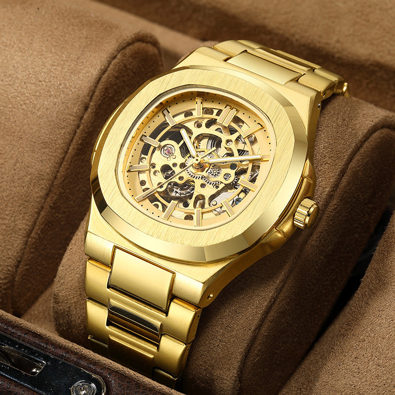 Double-sided hollowed-out luminous men's watch