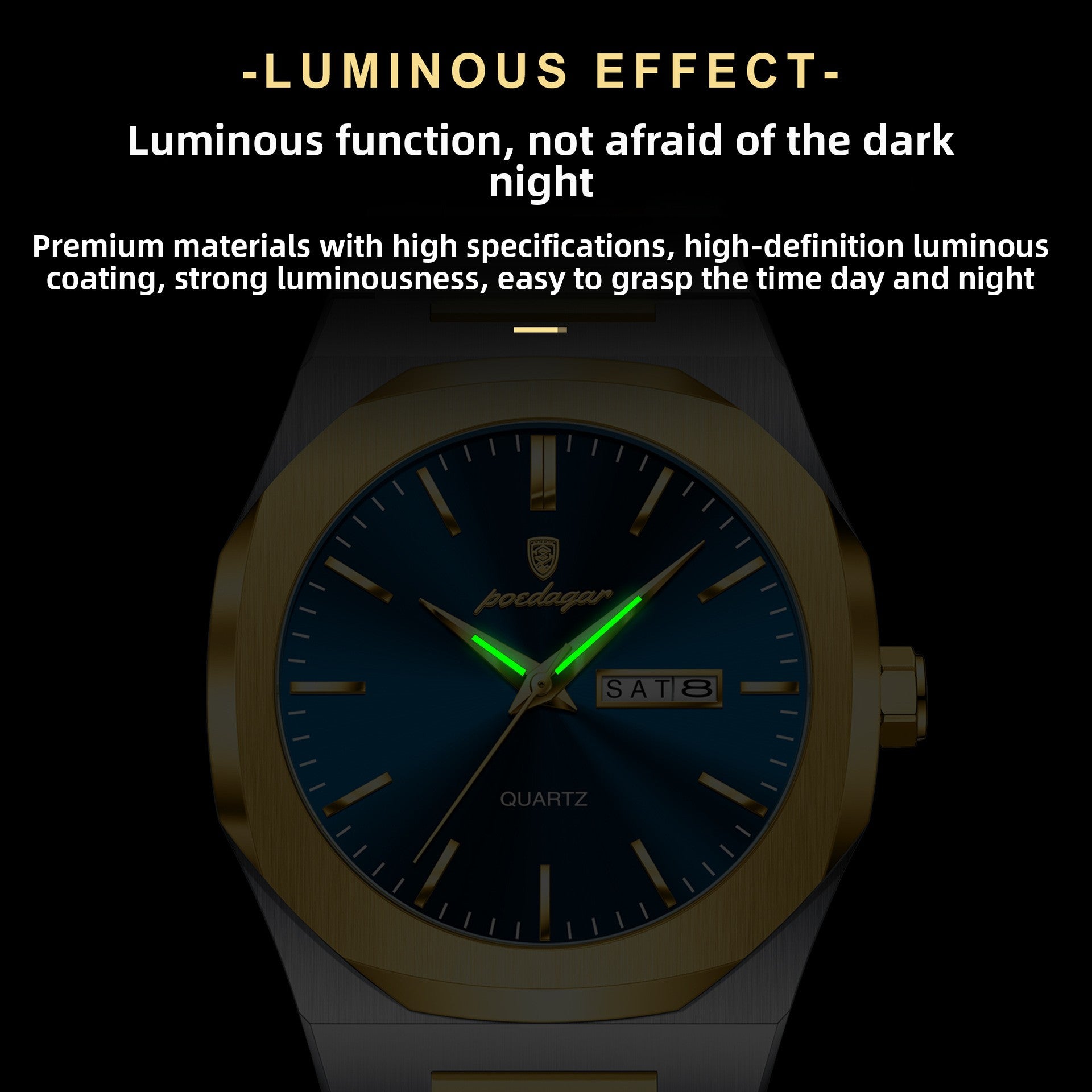 Luminous quartz waterproof watch