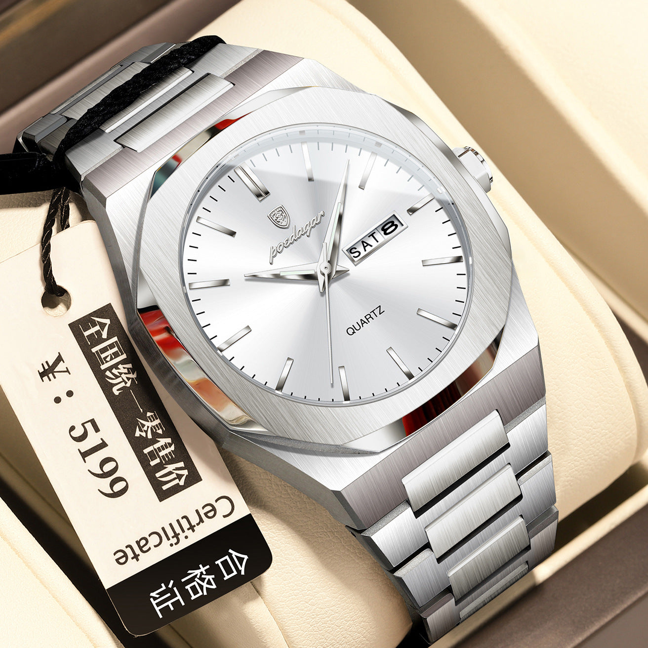 Luminous quartz waterproof watch