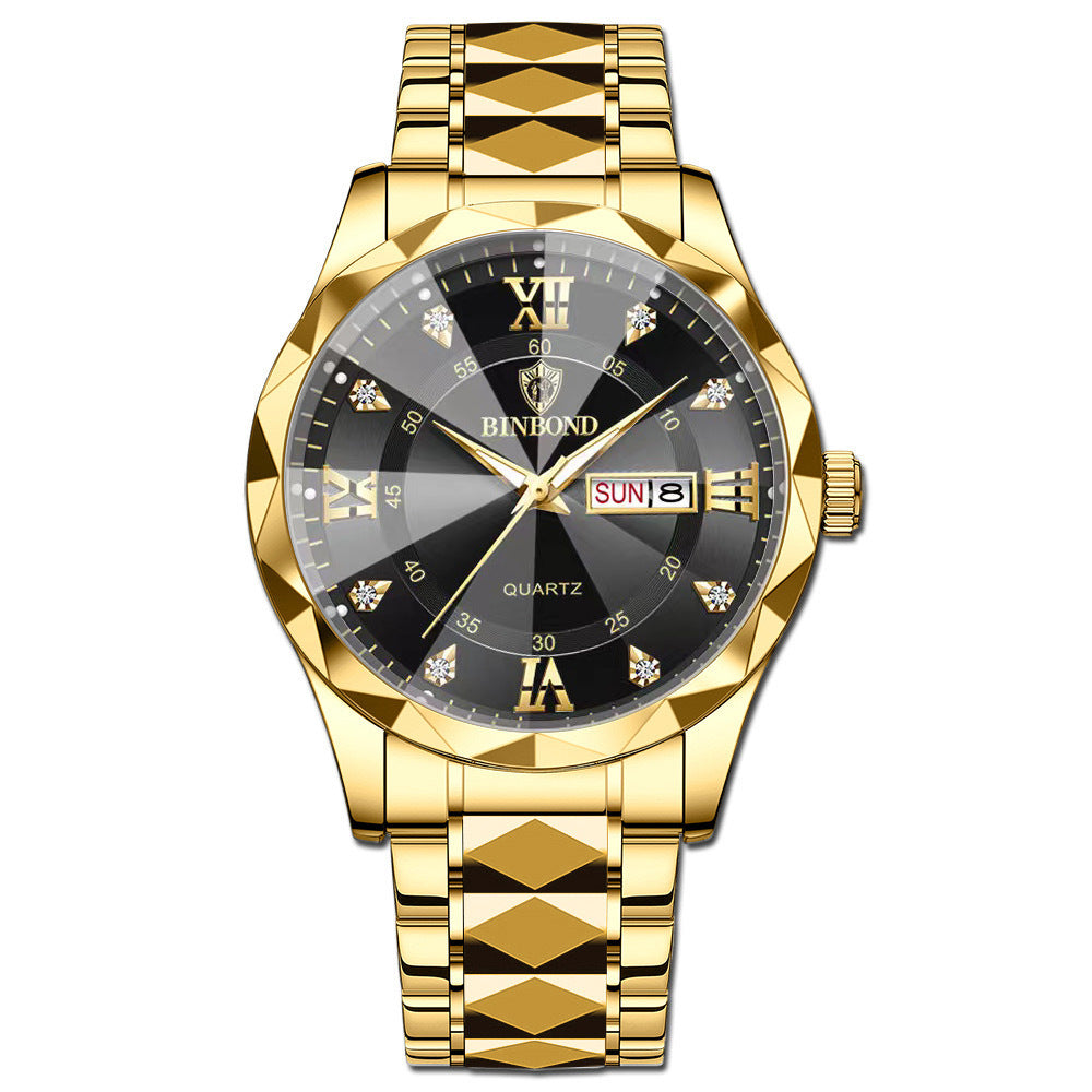 Men's Quartz Watch with Luminous Dual Calendar