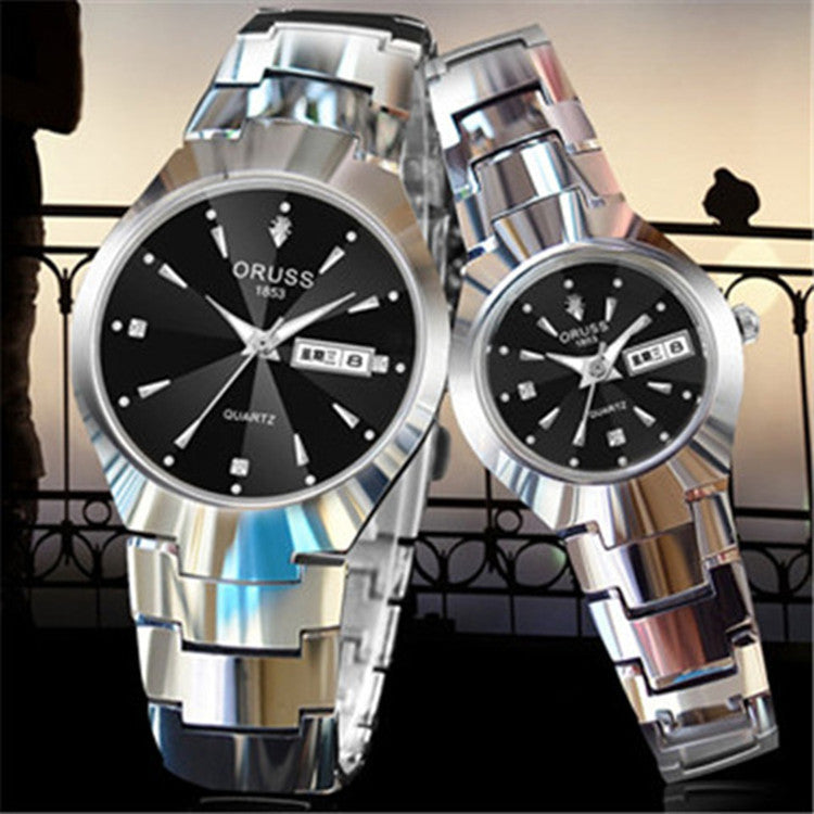 Men's luminous watch in tungsten steel color