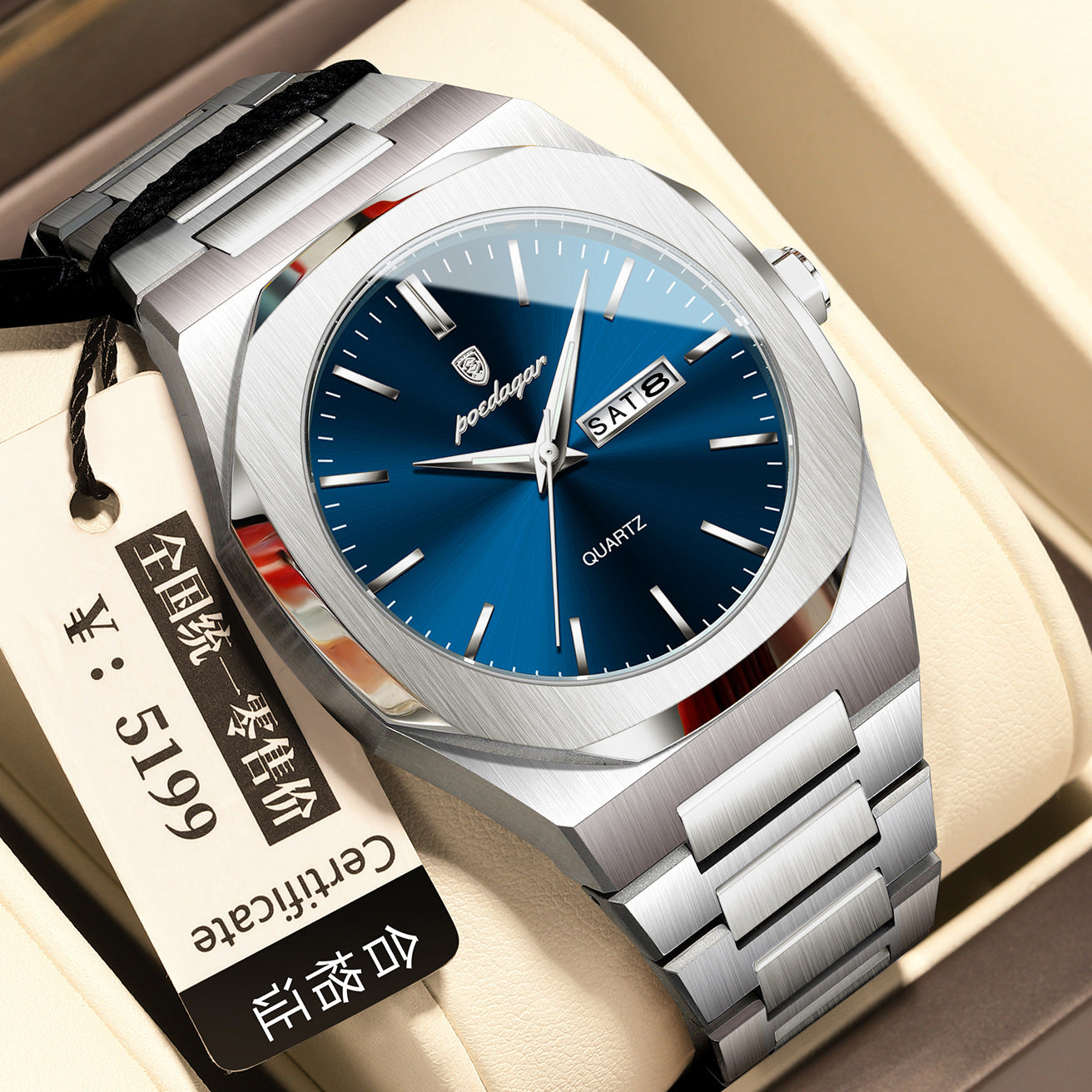 Luminous quartz waterproof watch