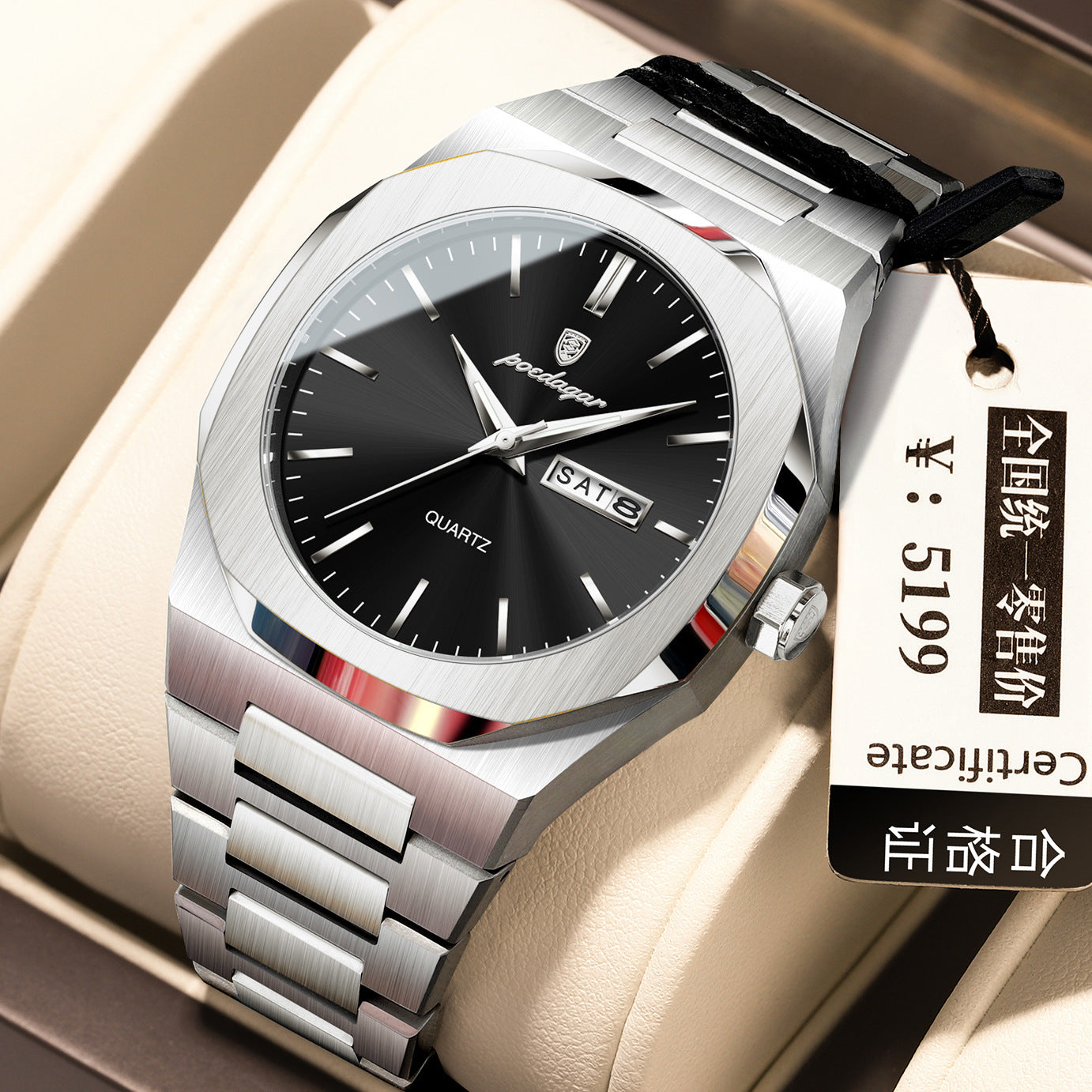 Luminous quartz waterproof watch