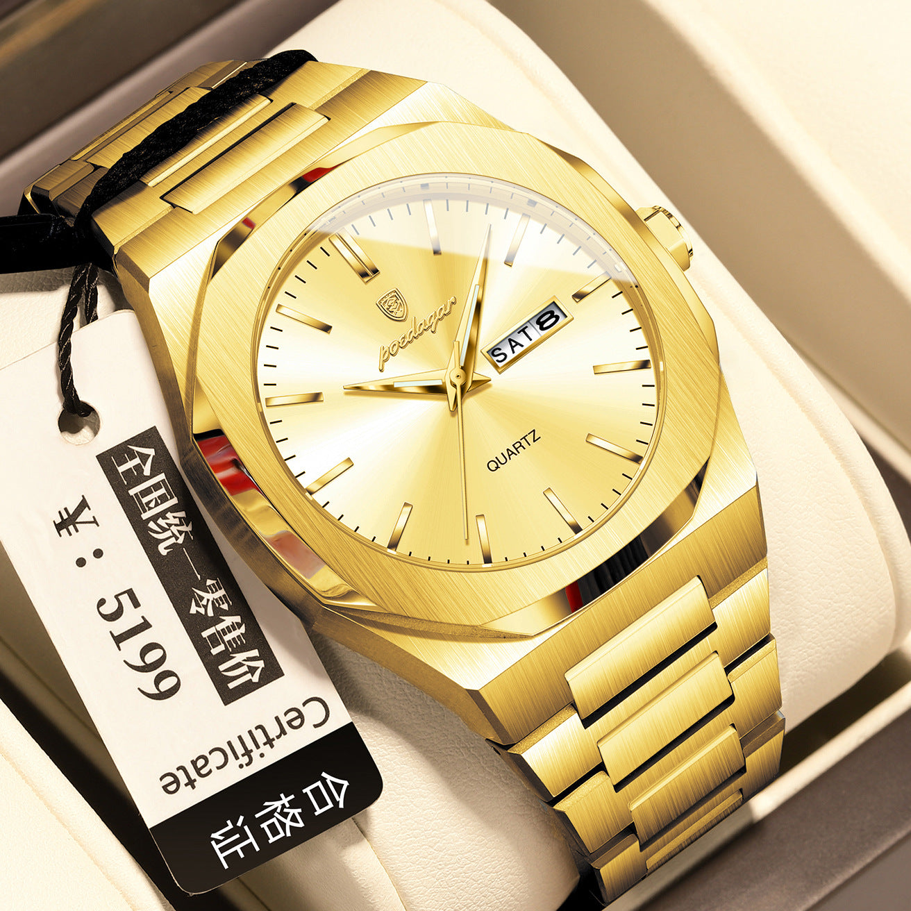 Luminous quartz waterproof watch