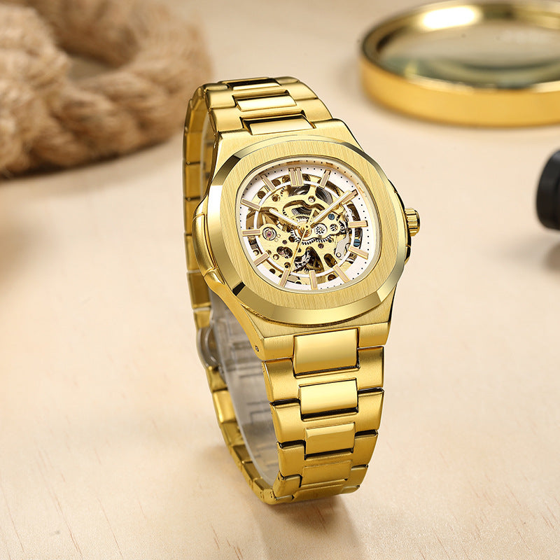 Double-sided hollowed-out luminous men's watch