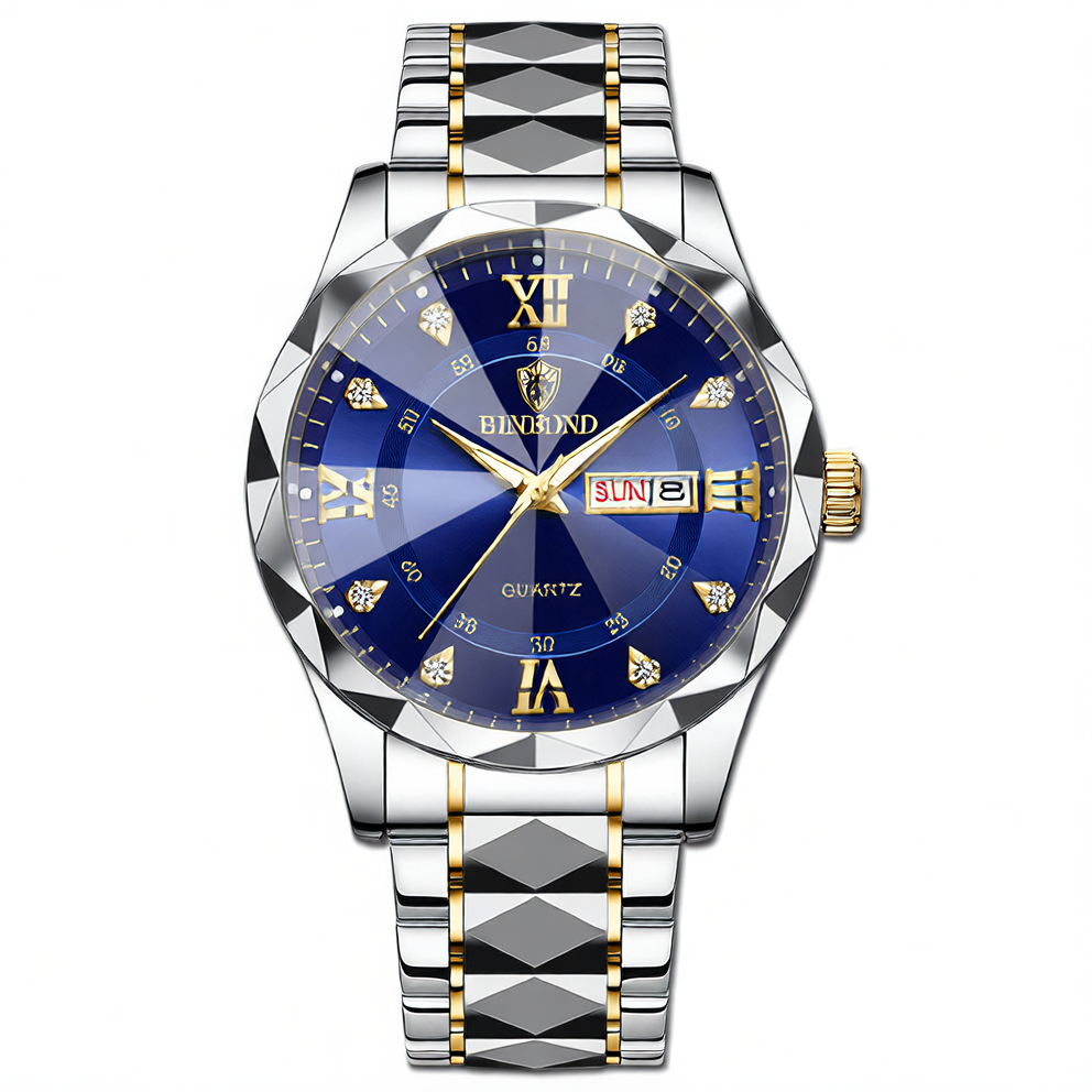 Men's Quartz Watch with Luminous Dual Calendar