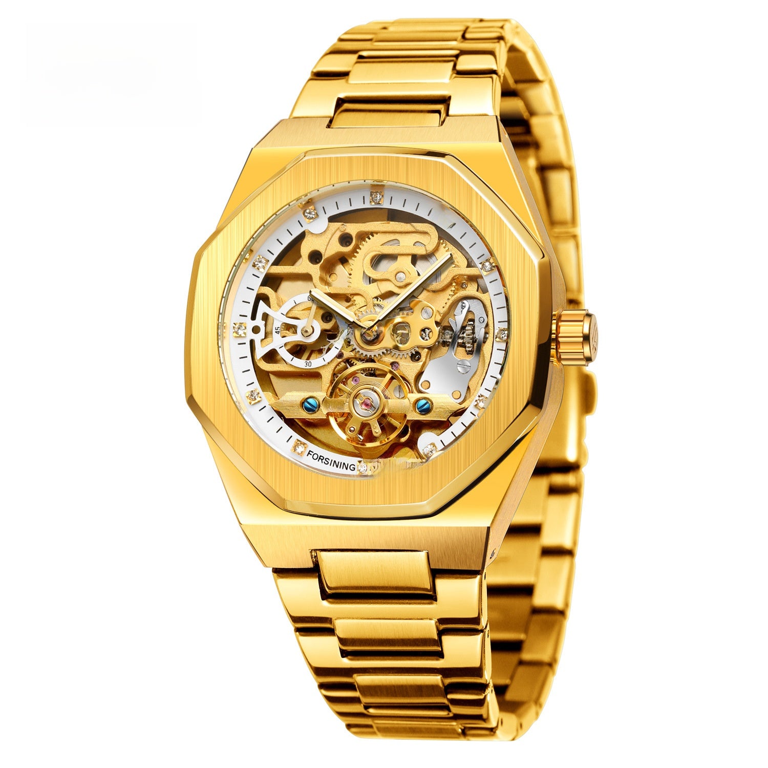 Men's fashionable skeletonized mechanical watch