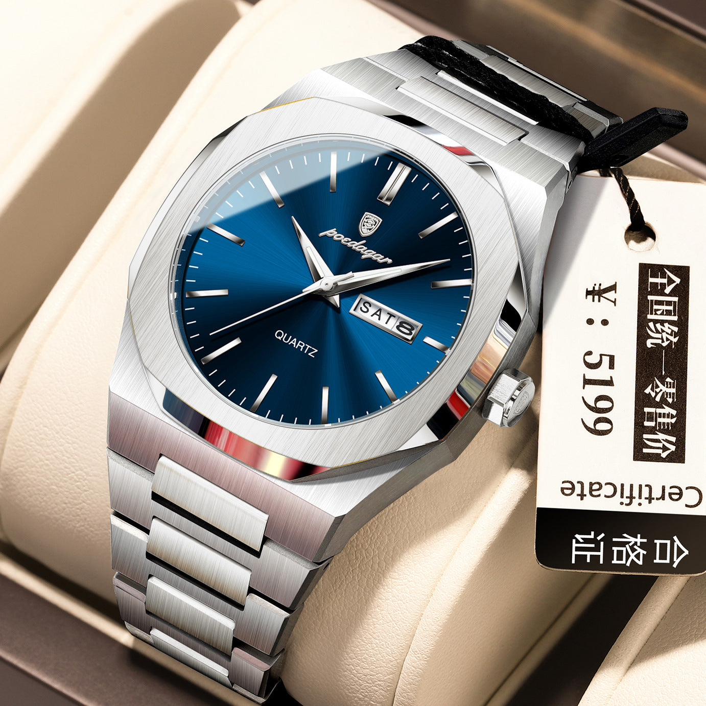 Luminous quartz waterproof watch